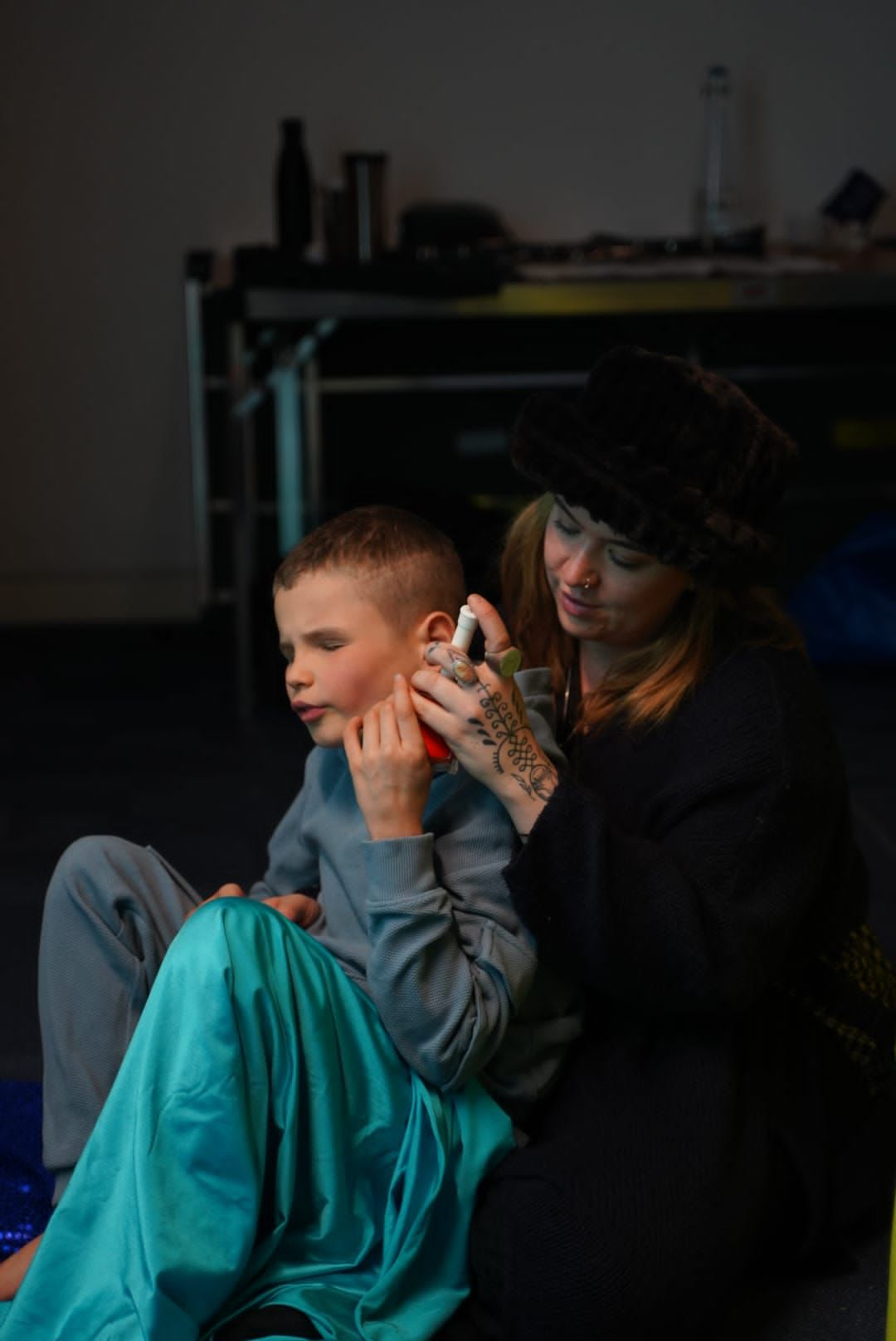 Guests in the sensory room experiencing vibrations